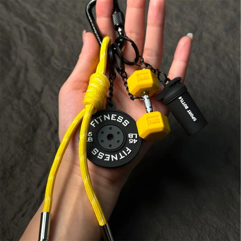 Fitness Keychain Gym Lover Barbell Key chain Weightlifting Keyring Silicone Weight Plate Gym Gifts Workout Gifts Bag Charm Backp