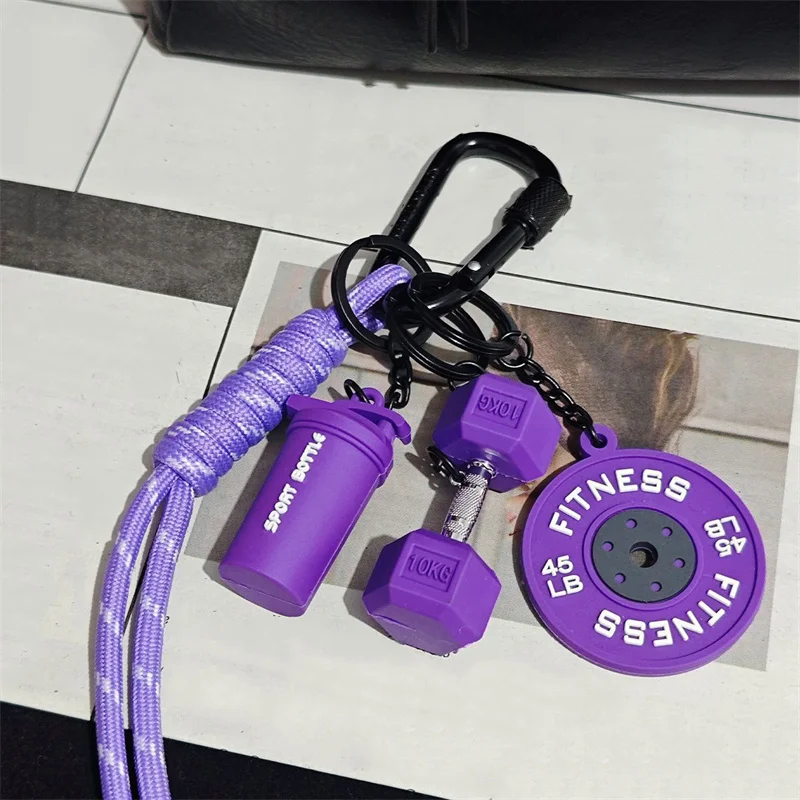Fitness Keychain Gym Lover Barbell Key chain Weightlifting Keyring Silicone Weight Plate Gym Gifts Workout Gifts Bag Charm Backp