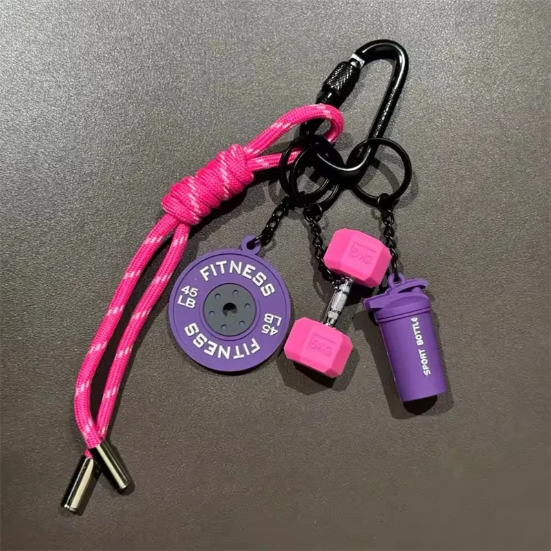 Fitness Keychain Gym Lover Barbell Key chain Weightlifting Keyring Silicone Weight Plate Gym Gifts Workout Gifts Bag Charm Backp