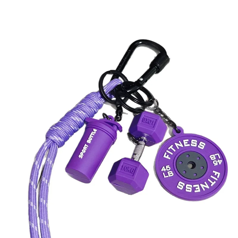 Fitness Keychain Gym Lover Barbell Key chain Weightlifting Keyring Silicone Weight Plate Gym Gifts Workout Gifts Bag Charm Backp