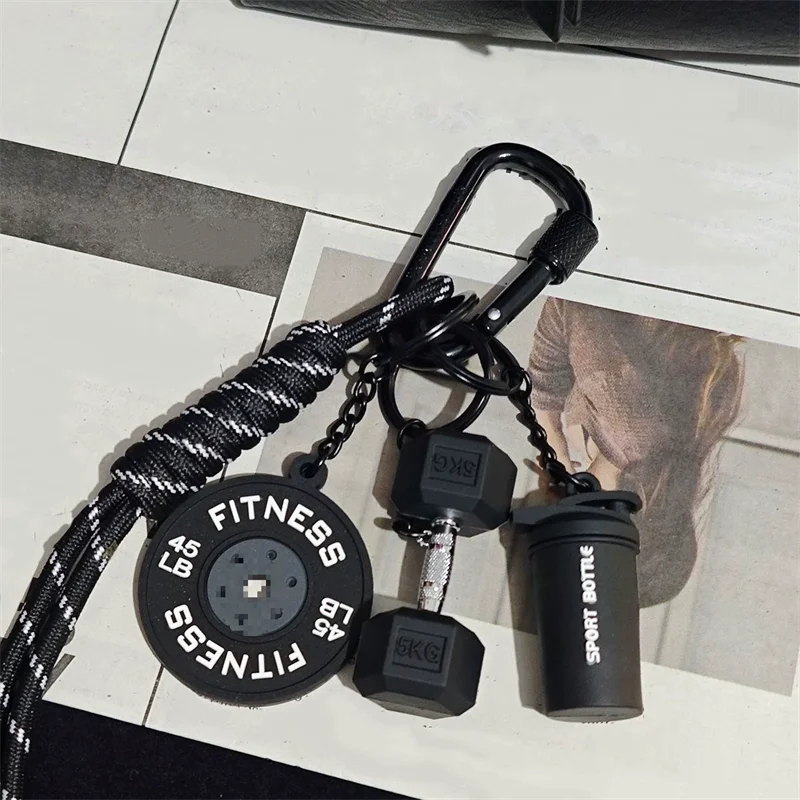 Fitness Keychain Gym Lover Barbell Key chain Weightlifting Keyring Silicone Weight Plate Gym Gifts Workout Gifts Bag Charm Backp