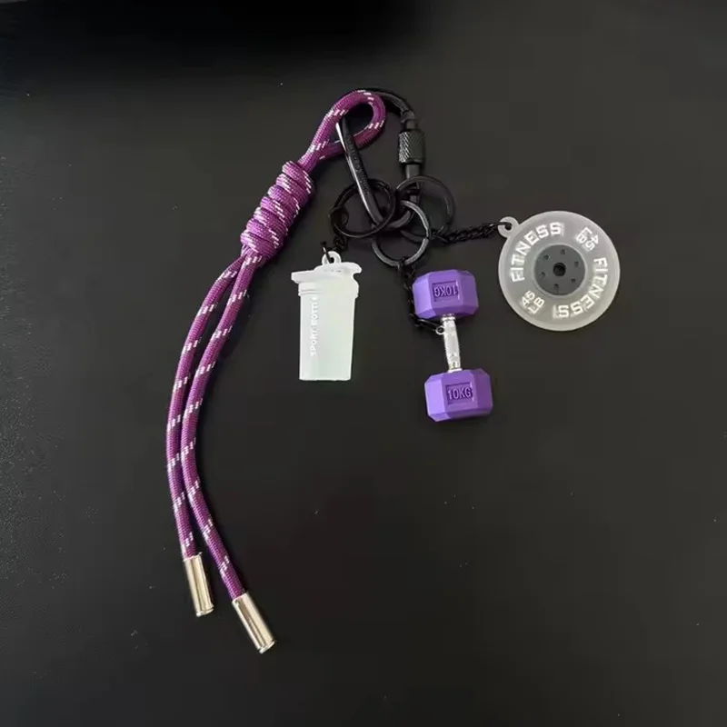 Fitness Keychain Gym Lover Barbell Key chain Weightlifting Keyring Silicone Weight Plate Gym Gifts Workout Gifts Bag Charm Backp