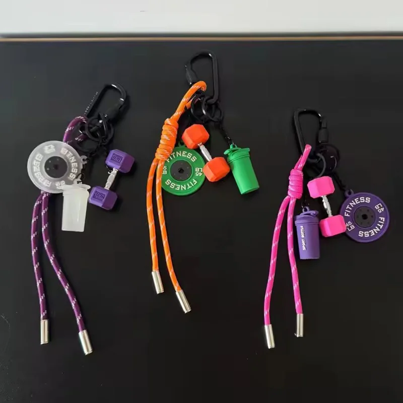 Fitness Keychain Gym Lover Barbell Key chain Weightlifting Keyring Silicone Weight Plate Gym Gifts Workout Gifts Bag Charm Backp