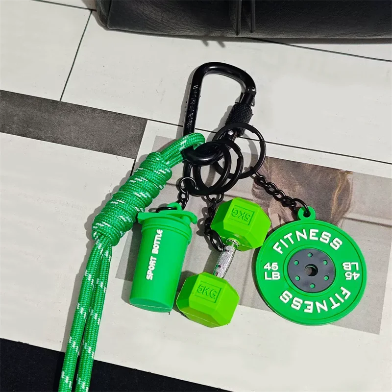Fitness Keychain Gym Lover Barbell Key chain Weightlifting Keyring Silicone Weight Plate Gym Gifts Workout Gifts Bag Charm Backp
