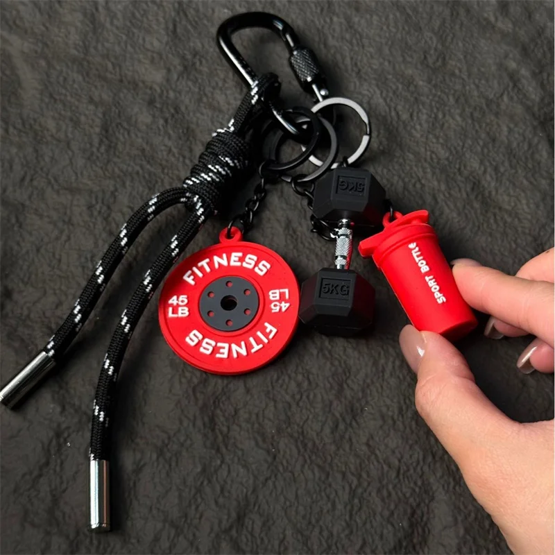 Fitness Keychain Gym Lover Barbell Key chain Weightlifting Keyring Silicone Weight Plate Gym Gifts Workout Gifts Bag Charm Backp