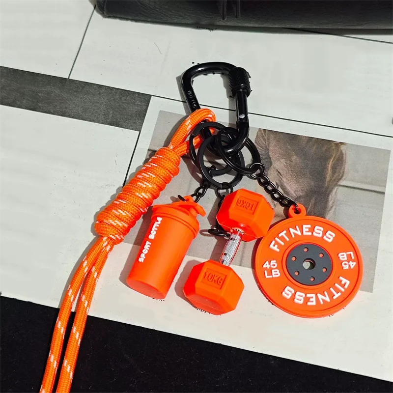 Fitness Keychain Gym Lover Barbell Key chain Weightlifting Keyring Silicone Weight Plate Gym Gifts Workout Gifts Bag Charm Backp