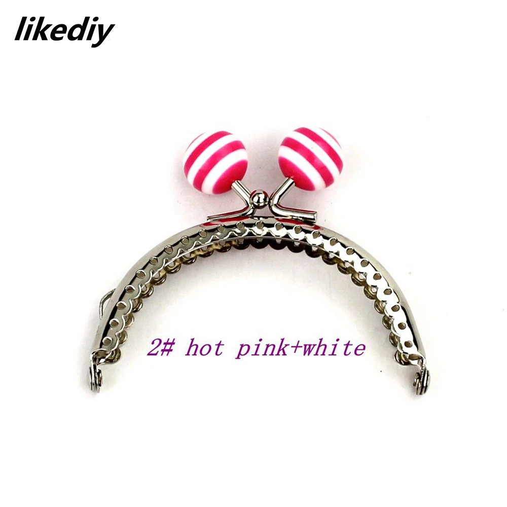 10 Pcs/Lot 8.5 CM Stripe Lollipop Bead Metal Purse Frame Bright And Clean Semicircle Silver Kiss Clasp Bag Accessory