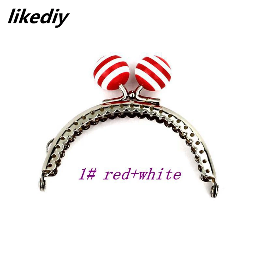 10 Pcs/Lot 8.5 CM Stripe Lollipop Bead Metal Purse Frame Bright And Clean Semicircle Silver Kiss Clasp Bag Accessory