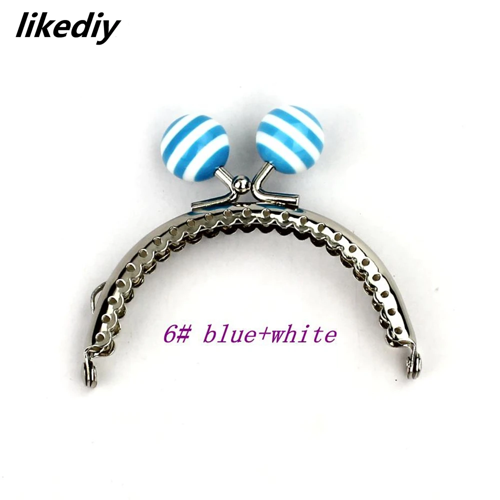 10 Pcs/Lot 8.5 CM Stripe Lollipop Bead Metal Purse Frame Bright And Clean Semicircle Silver Kiss Clasp Bag Accessory