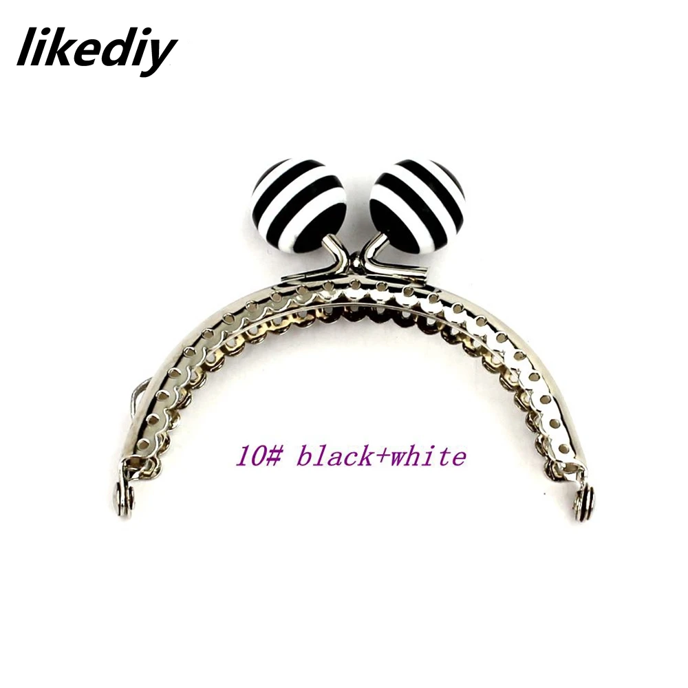 10 Pcs/Lot 8.5 CM Stripe Lollipop Bead Metal Purse Frame Bright And Clean Semicircle Silver Kiss Clasp Bag Accessory