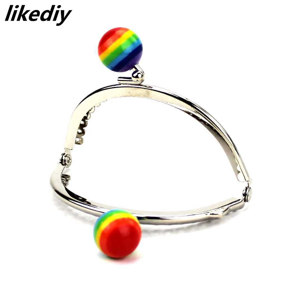 10 Pcs/Lot 8.5 CM Stripe Lollipop Bead Metal Purse Frame Bright And Clean Semicircle Silver Kiss Clasp Bag Accessory
