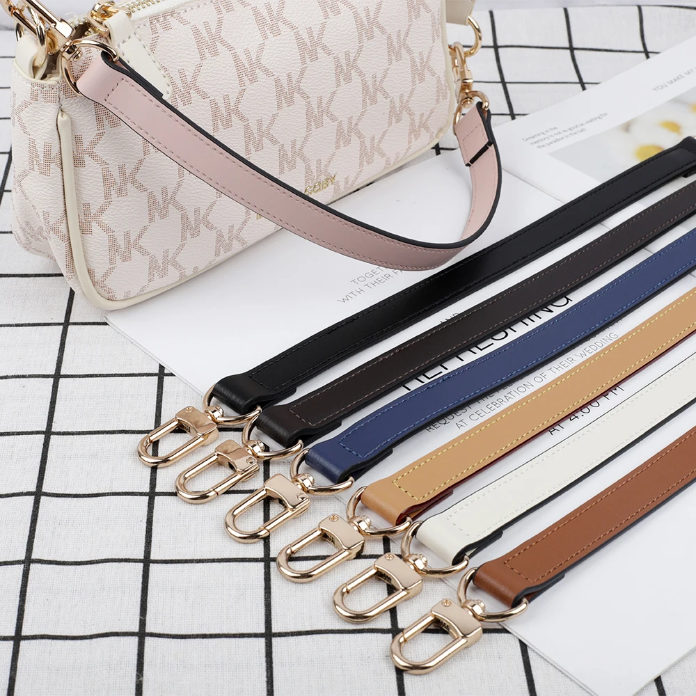 Genuine Cow Leather Short Bag Strap Women Shoulder Strap Purse Handle Strap Replacement for Handbag Accessories 38cm
