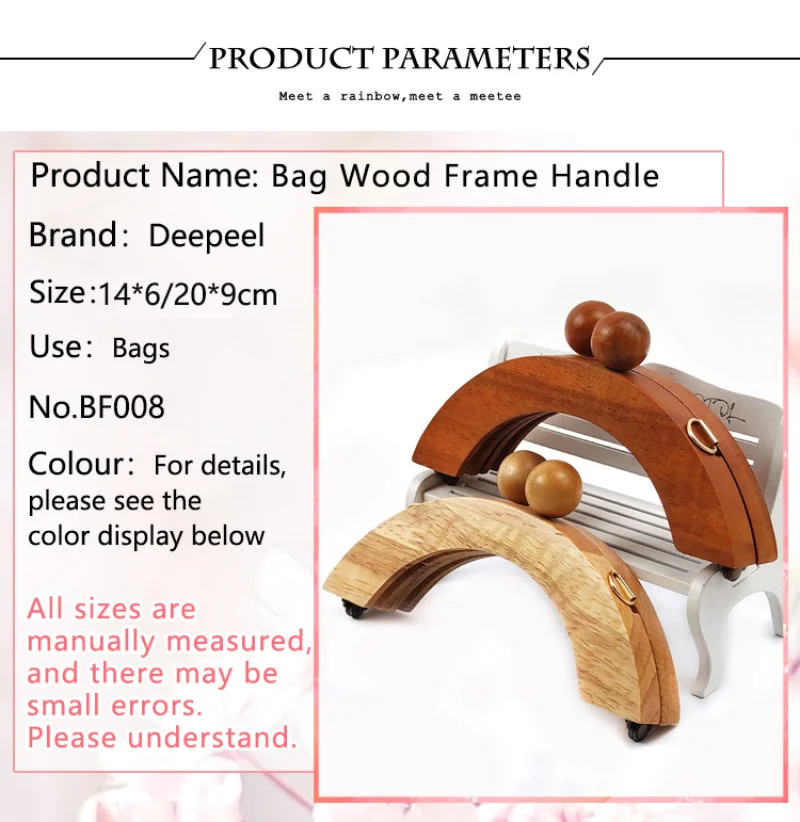 Deepeel Wooden Bag Handle 14/20cm Purse Frames Kiss Clasp for Handbags Wallet DIY Handmade Sewing Brackets Bags Accessories