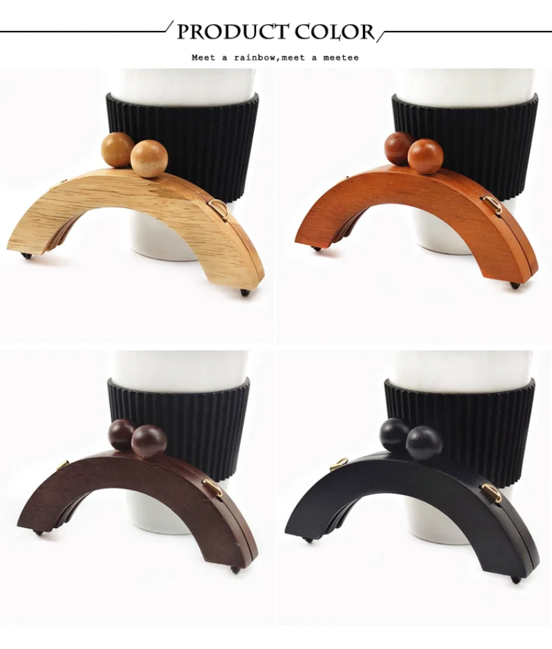 Deepeel Wooden Bag Handle 14/20cm Purse Frames Kiss Clasp for Handbags Wallet DIY Handmade Sewing Brackets Bags Accessories