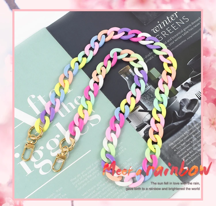 Deepeel 30/60/90/120cm Color Acrylic Bags Chain Women's Crossbody Handbag Shoulder Bag Strap Plastic Phone DIY Pendant Chains