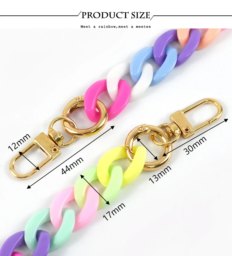 Deepeel 30/60/90/120cm Color Acrylic Bags Chain Women's Crossbody Handbag Shoulder Bag Strap Plastic Phone DIY Pendant Chains
