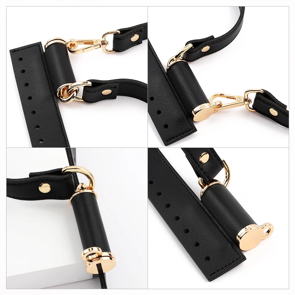 1Set Leather Crochet Bag Parts With Holes Black Coffee Woven Bag Set Patchwork Handle Knitted Bag DIY Handmade Bag Accessories