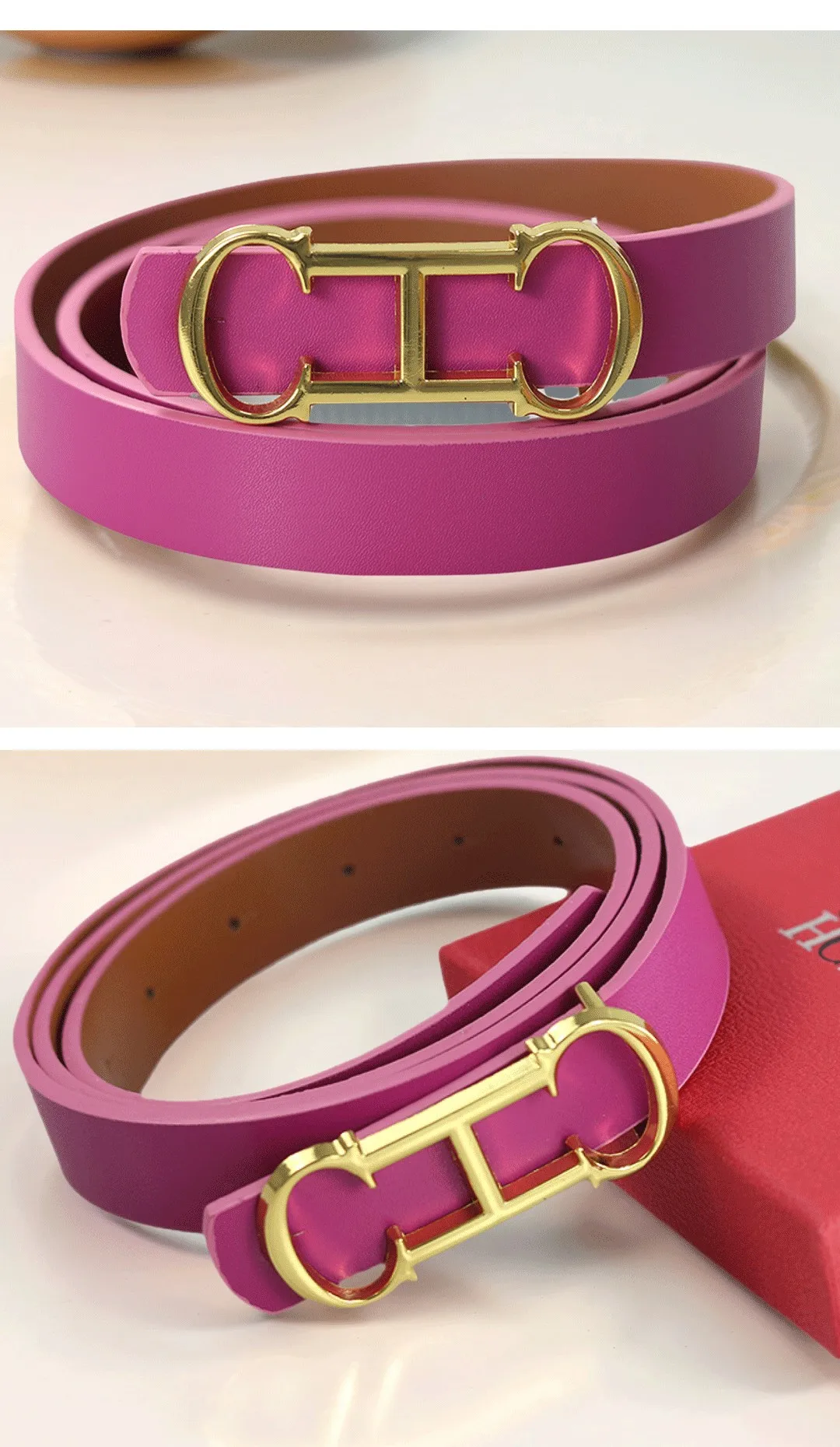 CH Brand Fashion Women's Belt PVC Material Adjustable Length Perforated Gift Box Packaging Designer 2025 New Men's Belt