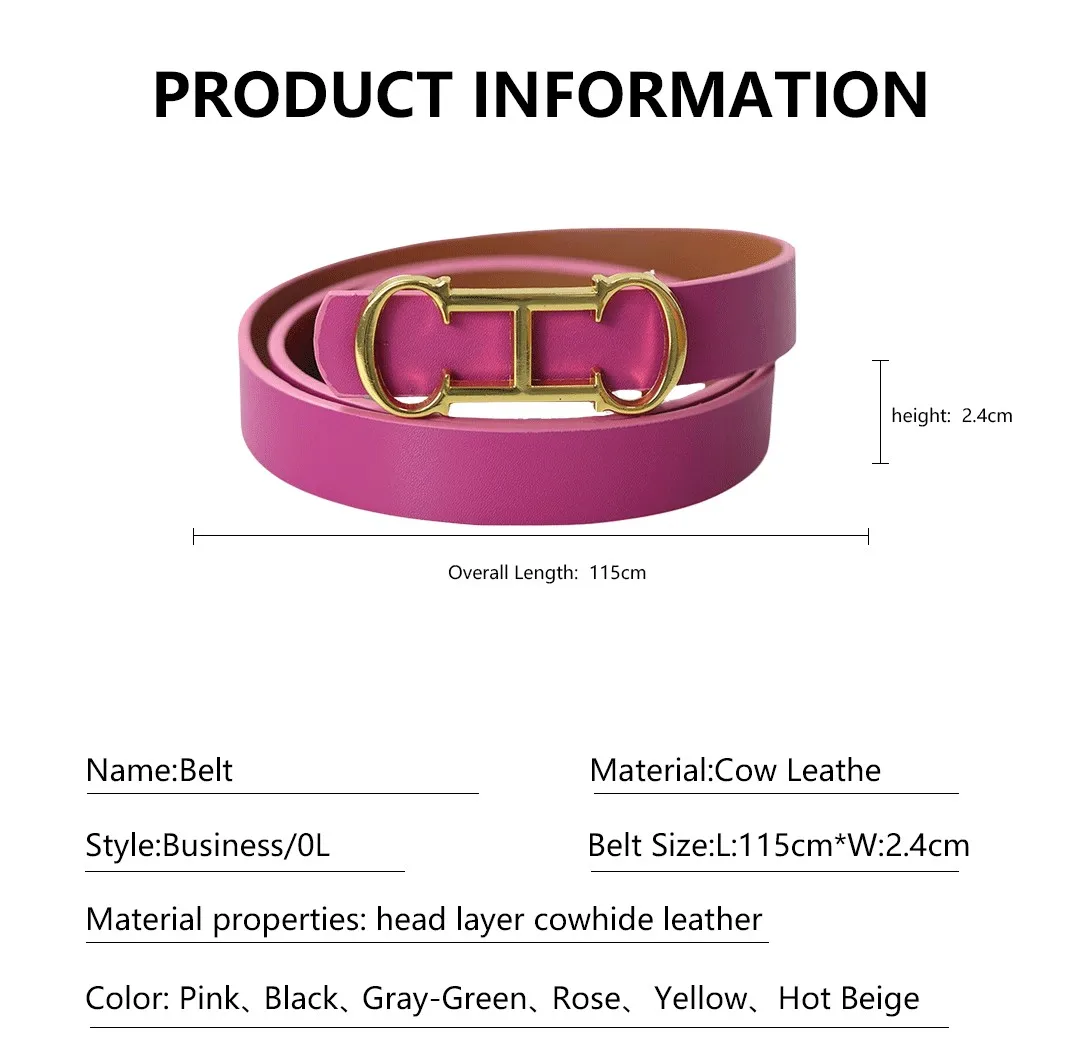 CH Brand Fashion Women's Belt PVC Material Adjustable Length Perforated Gift Box Packaging Designer 2025 New Men's Belt