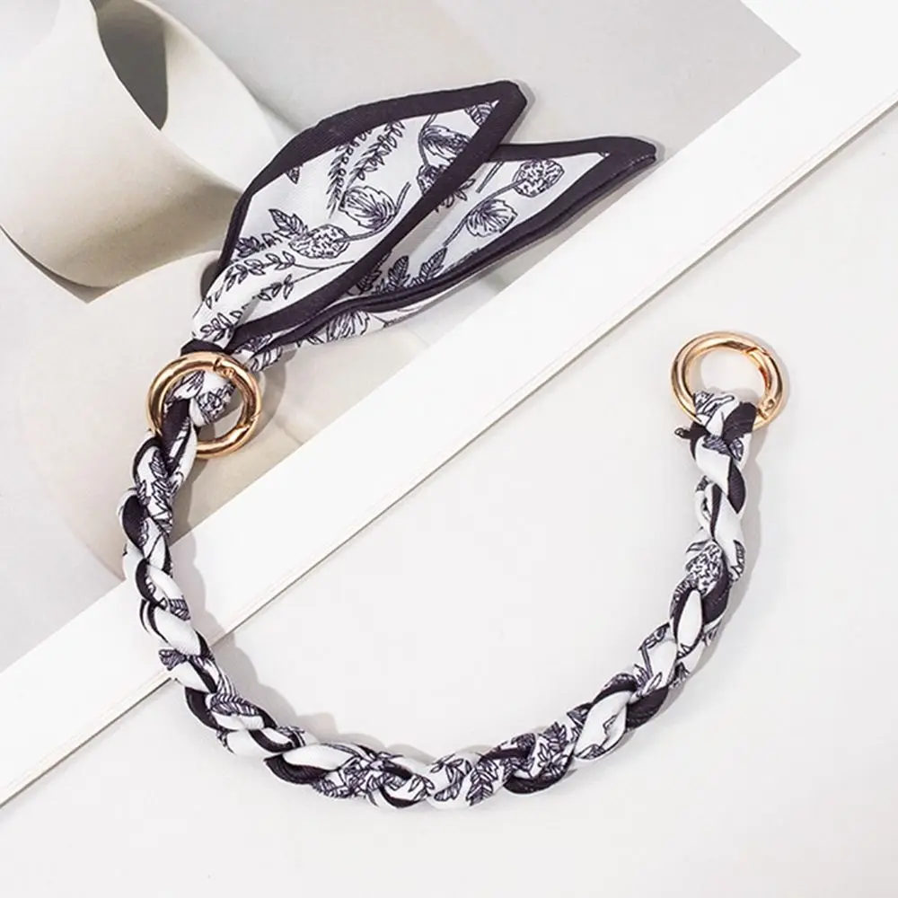 Silk Scarf Bag Chain Metal Alloy Scarf Metal Chain Detachable Bow Ribbon Handbag Strap Purse Chain DIY Handbag Accessory