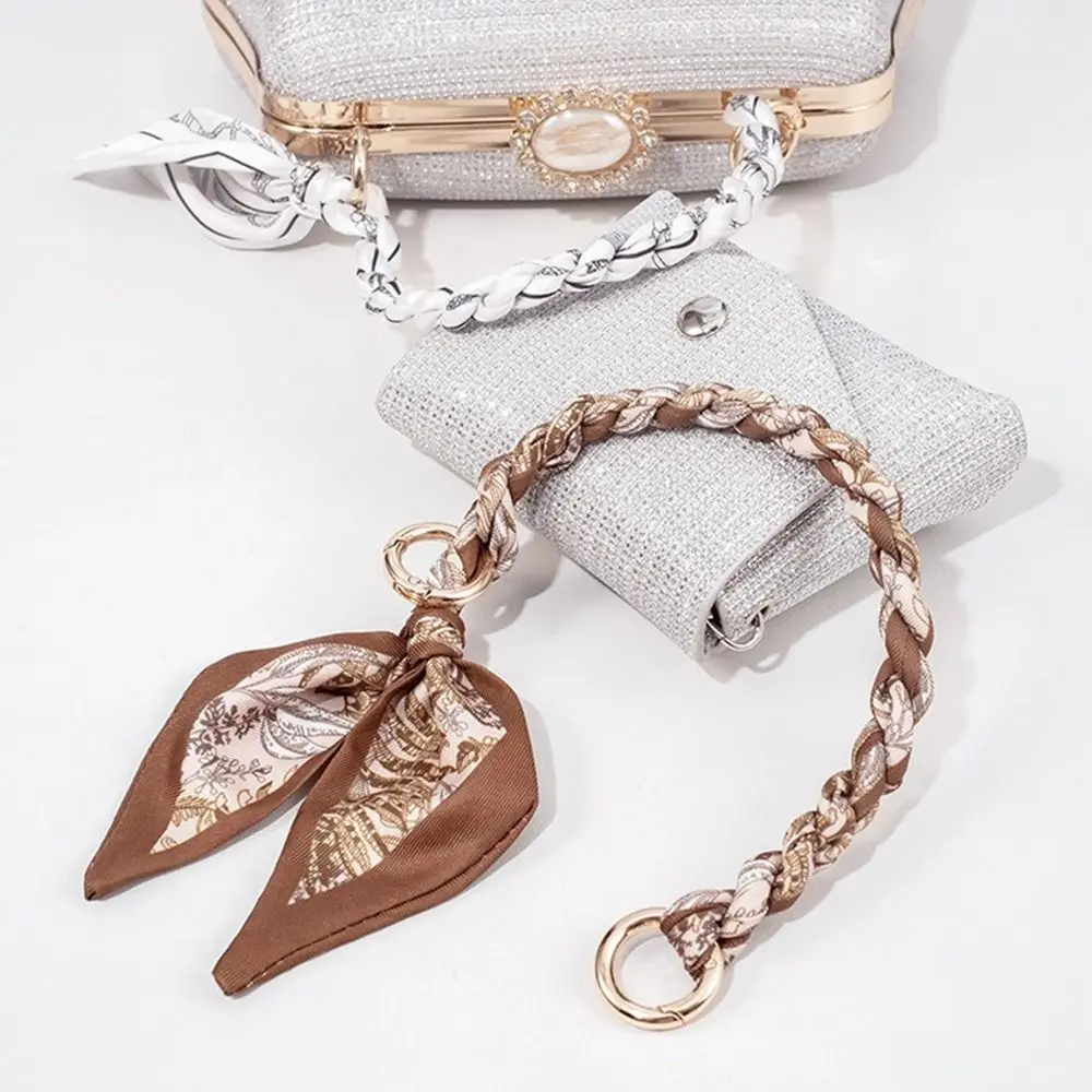 Silk Scarf Bag Chain Metal Alloy Scarf Metal Chain Detachable Bow Ribbon Handbag Strap Purse Chain DIY Handbag Accessory