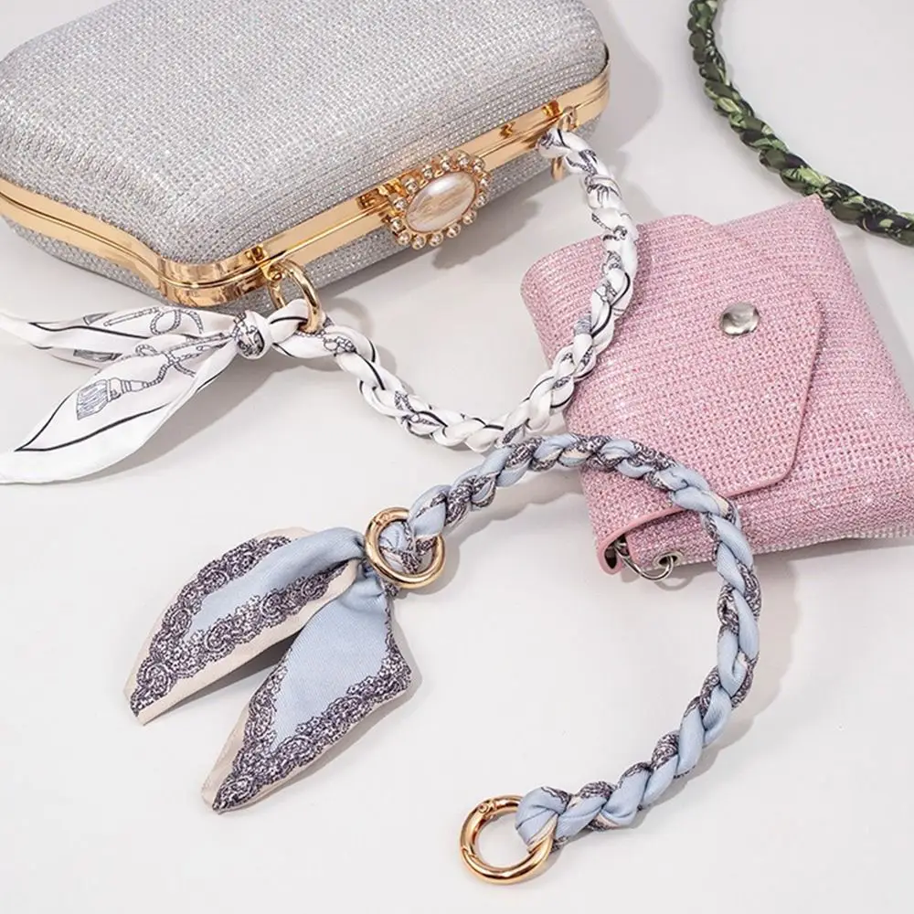 Silk Scarf Bag Chain Metal Alloy Scarf Metal Chain Detachable Bow Ribbon Handbag Strap Purse Chain DIY Handbag Accessory