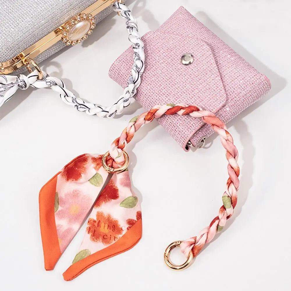Silk Scarf Bag Chain Metal Alloy Scarf Metal Chain Detachable Bow Ribbon Handbag Strap Purse Chain DIY Handbag Accessory