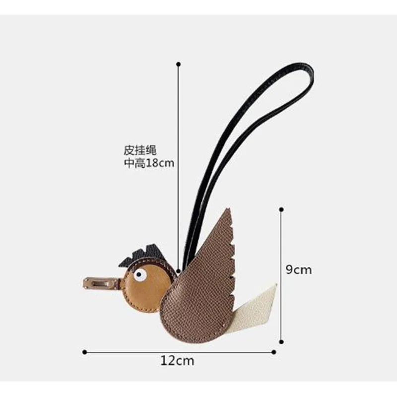 TOPHIGH Flying Bird Pendant For Women Bag Cowhide Leather New Cartoon Designer Luxury Bag's Keychain Newly Car hanging Charms