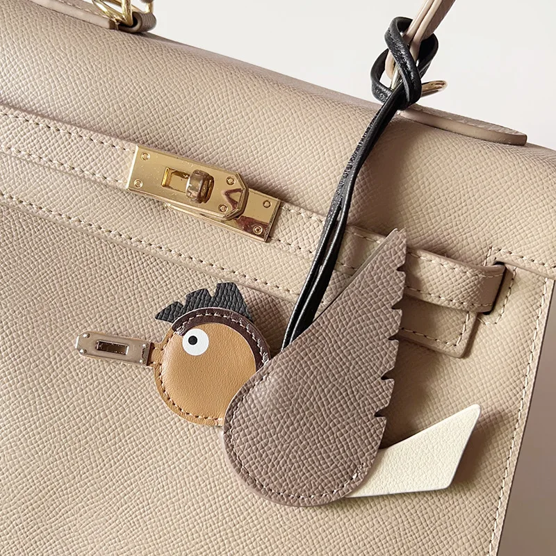 TOPHIGH Flying Bird Pendant For Women Bag Cowhide Leather New Cartoon Designer Luxury Bag's Keychain Newly Car hanging Charms