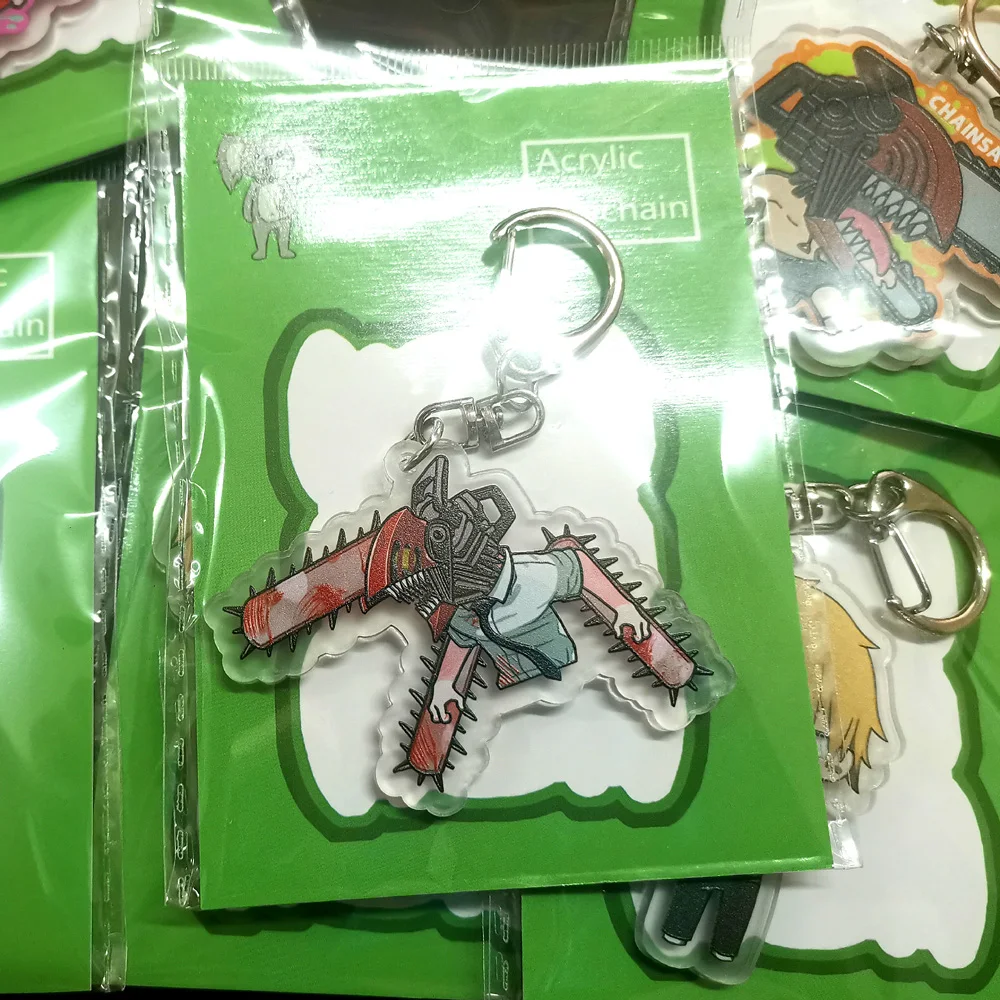 Anime Keychain Chainsaw Man Pochita Makima Cartoon Acrylic Bag Keyring Pendant Accessory