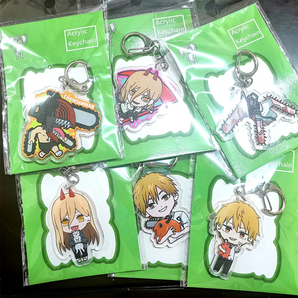 Anime Keychain Chainsaw Man Pochita Makima Cartoon Acrylic Bag Keyring Pendant Accessory