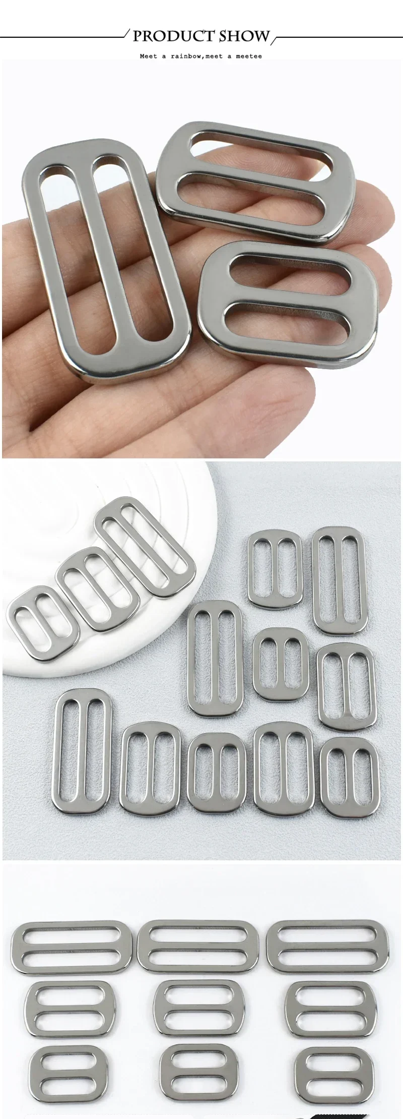5/10/20Pcs Deepeel 20-38mm Stainless Steel Buckles Bag Strap Tri-Glide Slider Clasp Backpack Webbing Adjust Hook DIY Accessories