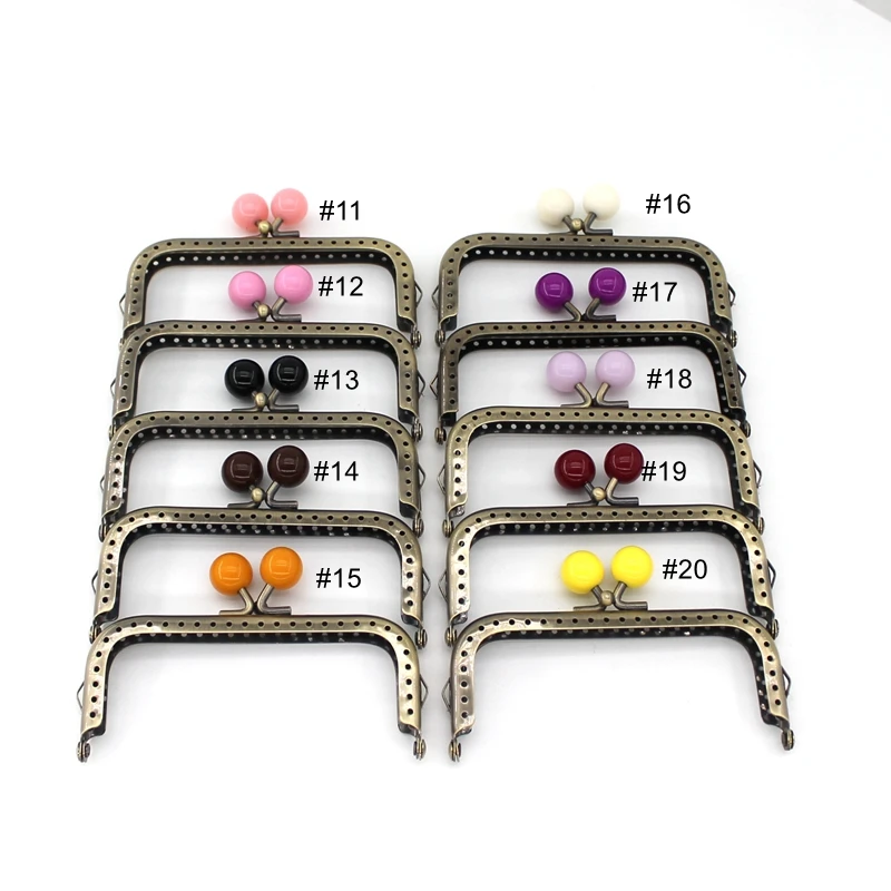 KISSDIY 10PCS 10.5cm sma Candy Bead Metal Purse Frame Square Glossy Antique Bronze Lace Coin Purse Frame Kiss Clasp Accessory