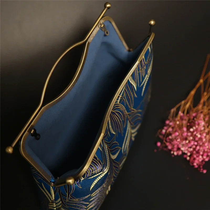 1-5Pcs Deepeel 20.5/27cm Metal Purse Kiss Clasp Lock HandBag Embossed Frame Retro Wallet Hand Pull Parts Bag Handle Accessories