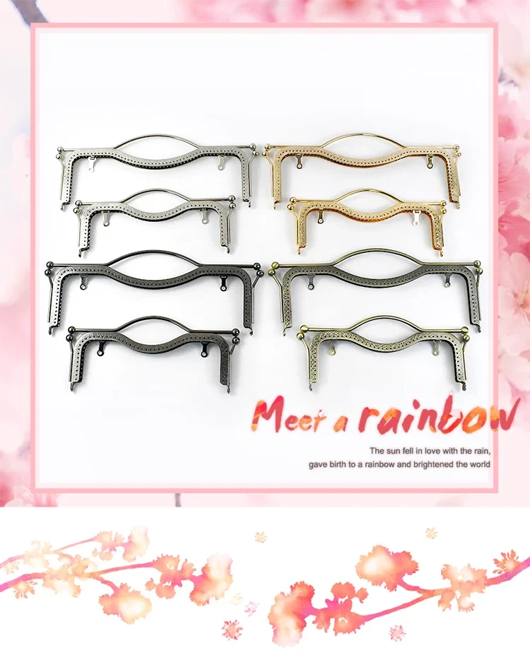 1-5Pcs Deepeel 20.5/27cm Metal Purse Kiss Clasp Lock HandBag Embossed Frame Retro Wallet Hand Pull Parts Bag Handle Accessories