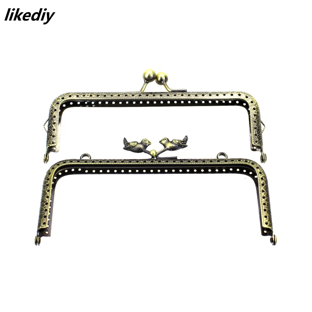1 Piece 15 CM Antique Bronze Square Metal Purse Frame Carved Kiss Clasp DIY Bag Accessory