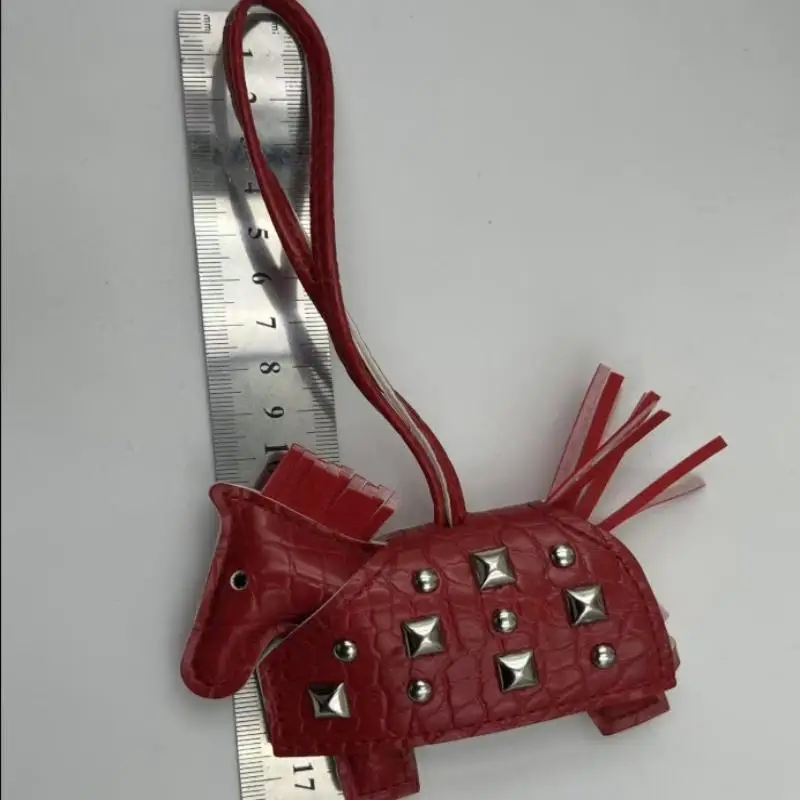 Fashion Pendant Bag Accessory Silver Rivets Horse Bag Charm Accessories Hand Sewn PU Leather Foal