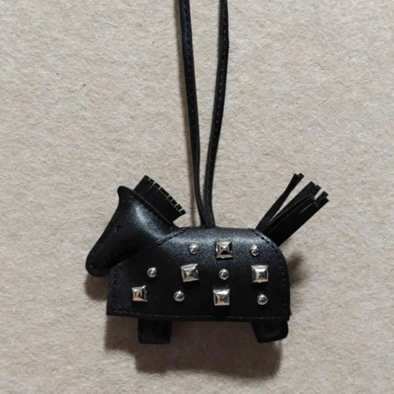 Fashion Pendant Bag Accessory Silver Rivets Horse Bag Charm Accessories Hand Sewn PU Leather Foal