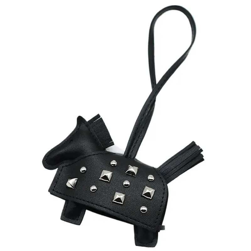 Fashion Pendant Bag Accessory Silver Rivets Horse Bag Charm Accessories Hand Sewn PU Leather Foal