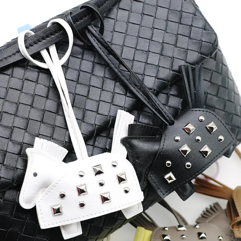 Fashion Pendant Bag Accessory Silver Rivets Horse Bag Charm Accessories Hand Sewn PU Leather Foal
