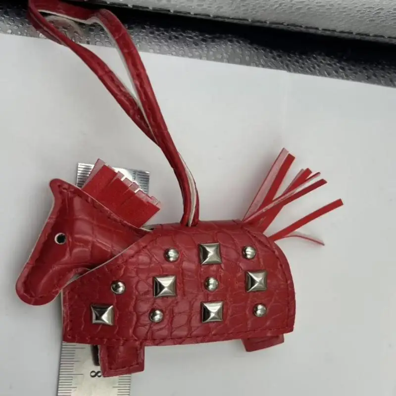 Fashion Pendant Bag Accessory Silver Rivets Horse Bag Charm Accessories Hand Sewn PU Leather Foal