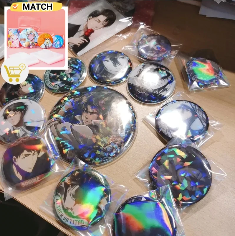 Italife Glitter Badge Holder Ita Bag Accessories Protector Case Laser Anime Tin Badge Cover Itabag Decoration Pin sleeve H318