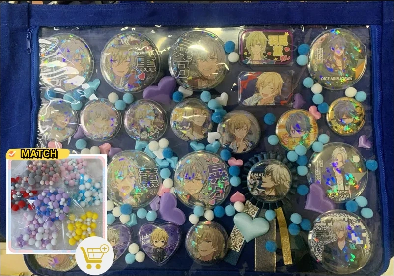 Italife Glitter Badge Holder Ita Bag Accessories Protector Case Laser Anime Tin Badge Cover Itabag Decoration Pin sleeve H318