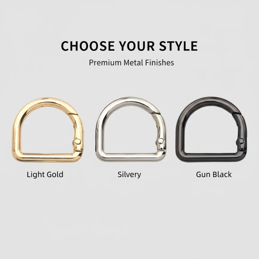 5-30pcs D-Shape Openable Spring Ring Bag Strap Buckle Keyring Dog Chain Snap Clasp and Carabiner for Handbag