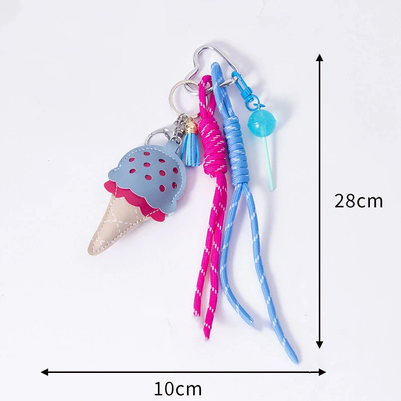 Women's Pendants Niche Leather Ice Cream Pendants Mini Lollipop Buns Car Key Chains Simple Fashion Charm Pendants