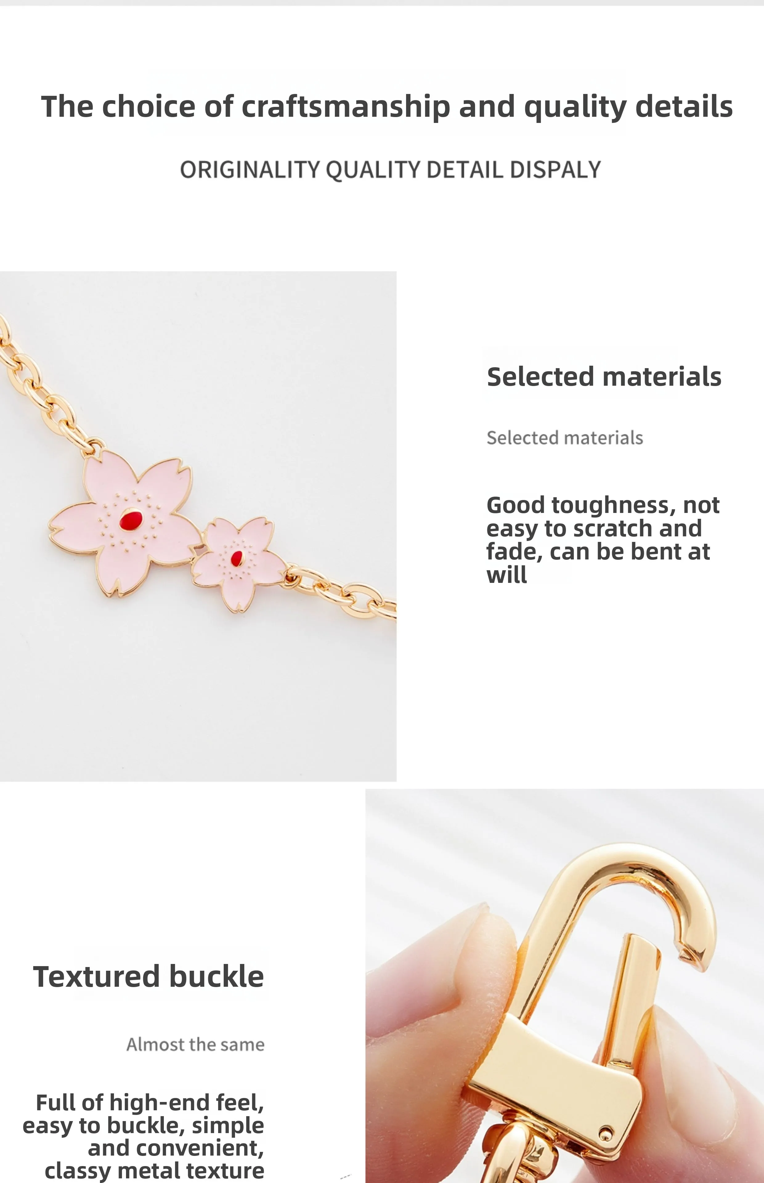 Sakura Extension Chain for Women's Bag Fashion Not Easy to Scratch and Fade Extended Chain Bag Decoration Chain Bag Accessories