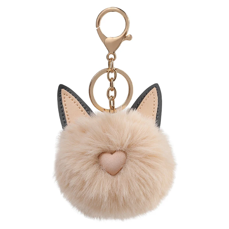 FOXER Soft Women's Fashion Bag Pendant Cute Love Ball Keyring Accessories for Girl's Gift
