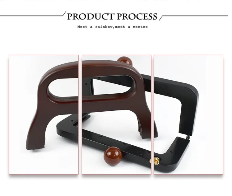 1Pc Wooden Handle for Bags Closure Kiss Clasp Purse Frame Women Handbags Woven-bag DIY Handmade Bracket Accessories