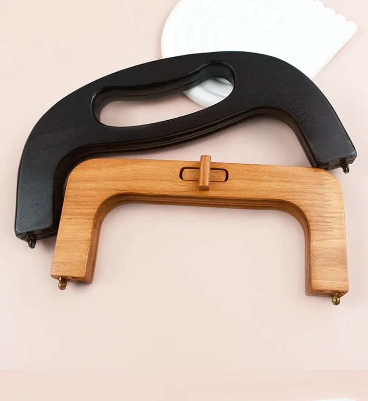 1Pc Wooden Handle for Bags Closure Kiss Clasp Purse Frame Women Handbags Woven-bag DIY Handmade Bracket Accessories