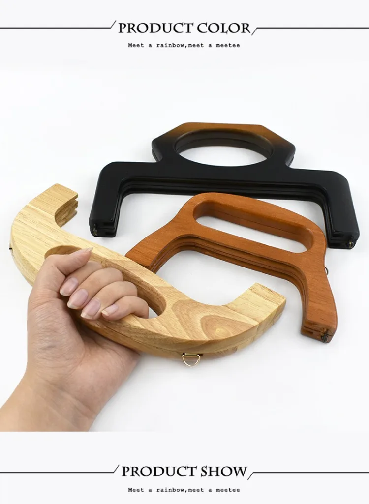 1Pc Wooden Handle for Bags Closure Kiss Clasp Purse Frame Women Handbags Woven-bag DIY Handmade Bracket Accessories